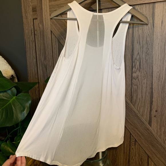 White Tank Top with Sheer Panels, Small - Picture 3 of 4